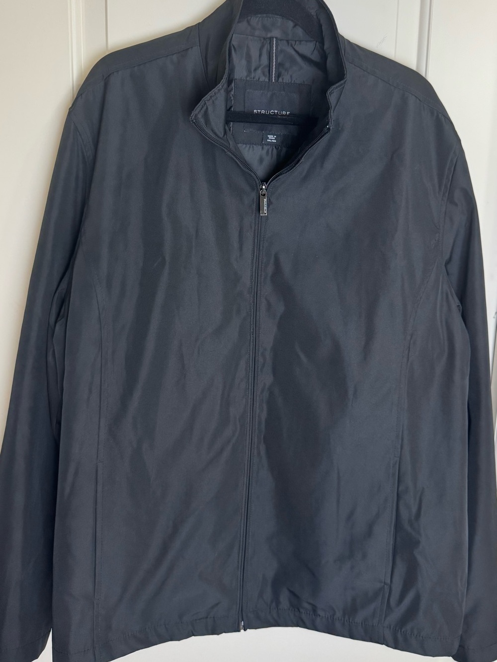 Structure Mens XXL Black Lightweight Full Zip Windbreaker Jacket